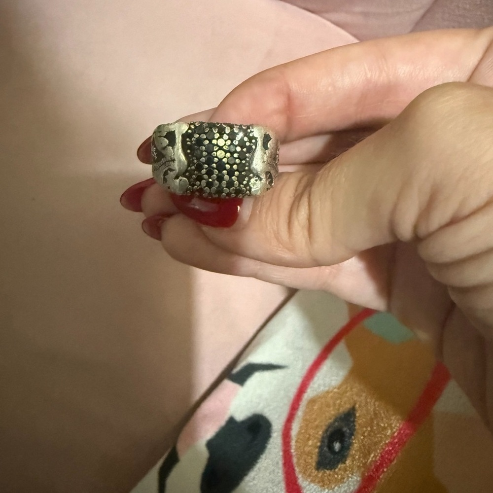 David Yurman Silver and Black Reptile Band Ring